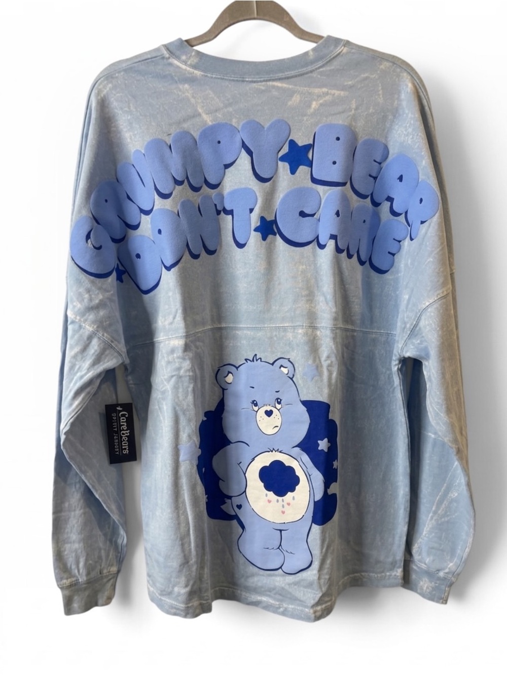 NWT Care Bears x Spirit Jersey Grumpy Bear Don't Care Mineral Wash XL